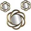 SET 3 SPECCHI PARETE DECORATIVI ORO ANTICATO LIBERA INSTALLAZIONE 20-35CM 836855