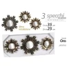 SET 3 SPECCHI PARETE DECORATIVI ORO 25/35CM PLASTICA LIBERA INSTALLAZIONE 823893