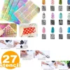 SET 27 STENCIL STAMPINO DISEGNI UNGHIE ADESIVI NAIL ART MANICURE DECORAZIONE