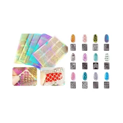 SET 27 STENCIL STAMPINO DISEGNI UNGHIE ADESIVI NAIL ART MANICURE DECORAZIONE