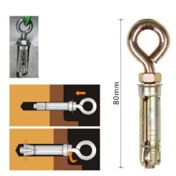 SET 2 TASSELLI METALLICI CON OCCHIELLO BULLONI M6X80MM ACCESSORI MINUTERIA 91048