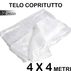 SET 12 TELO COPRITUTTO MULTIUSO PROTEGGE PAVIMENTI MOBILI AUTO SEDIE 4X4M