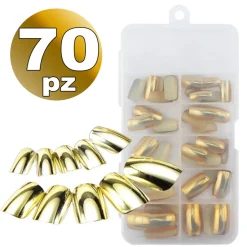 SET 70 TIPS TIP PER MANI ORO MEZZE FRENCH RICOSTRUZIONE UNGHIE FINTE NAIL ART