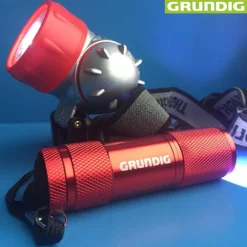SET 2 TORCE LAMPADE LED FRONTALE E TORCIA PER CAMPEGGIO PESCA BICI GRUNDIG