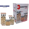 SET 3 TRIS BARATTOLI VETRO CON COPERCHIO METALLO CONTENITORI PASTA BISCOTTI