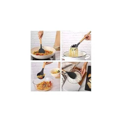 SET 12 UTENSILI DA CUCINA IN SILICONE CON MANICO LEGNO ANTIADERENTI RESISTENTI
