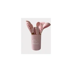 SET 12 UTENSILI DA CUCINA IN SILICONE CON MANICO LEGNO ANTIADERENTI RESISTENTI