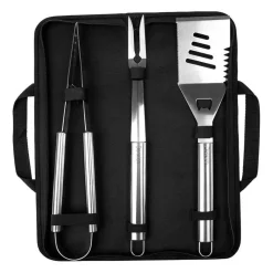 SET ACCESSORI UTENSILI BARBECUE BBQ CON FORCHETTONE PINZA SPATOLA APRIBOTTIGLIA