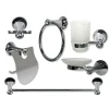 SET BAGNO 6 PZ ACCIAIO E VETRO PUNTI LUCE CRISTALLI PORTA ROTOLO SAPONETTA 52437