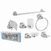SET BAGNO 6PZ ACCIAIO VETRO CERAMICA DECORAZIONI ORO PORTAROTOLO SAPONETTA 52436