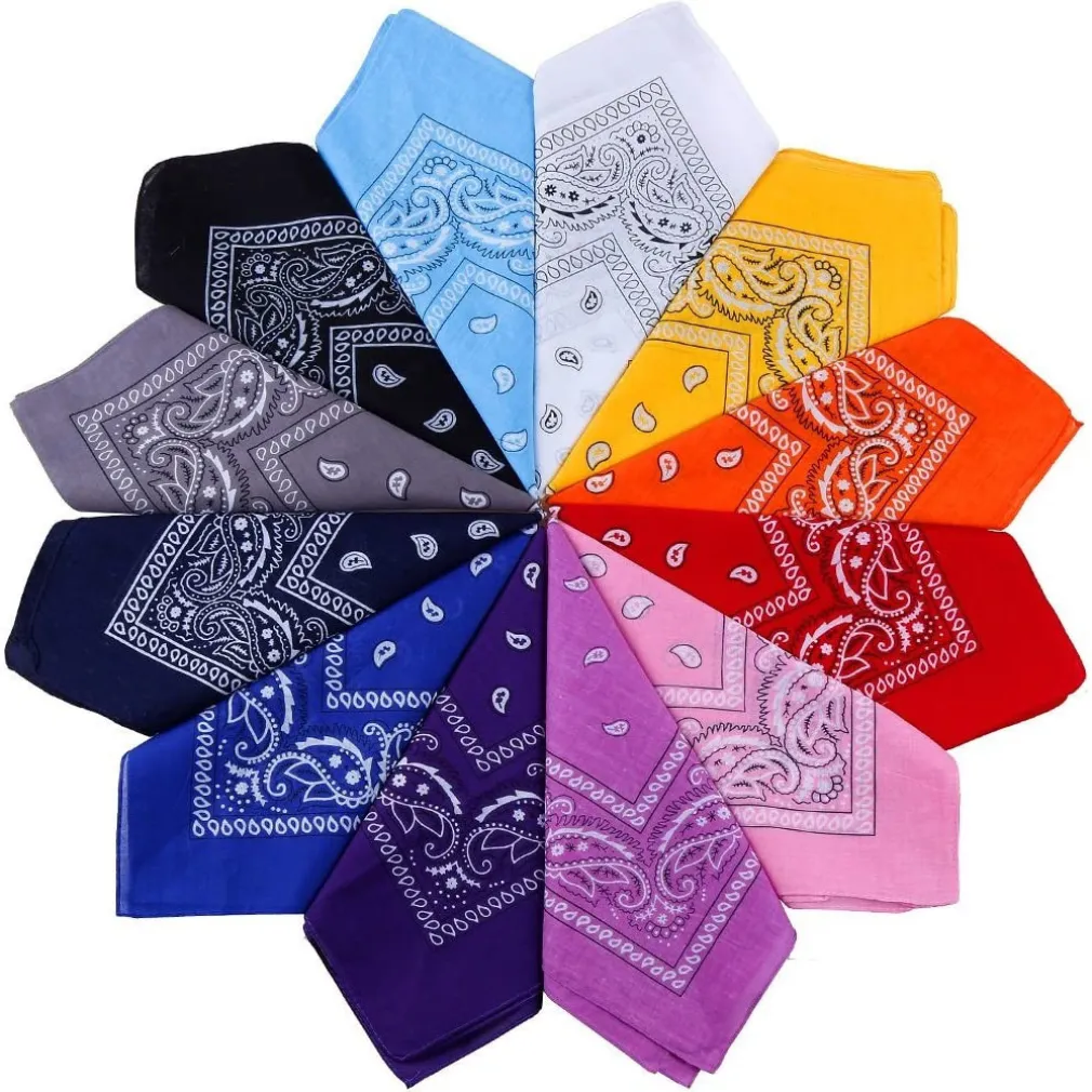 SET BANDANA VARI COLORI PER CAPELLI COLLO SCIARPA FAZZOLETTI DA TASCHINO COTONE