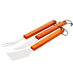 SET BARBECUE 18 PEZZI CON VALIGETTA BBQ GRILL ACCIAIO INOX MANICO LEGNO 6498010