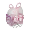 SET BOMBONIERA CARROZZINO IN METALLO PORTACONFETTI NASCITA BATTESIMO BIMBA ROSA