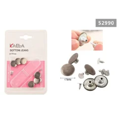 SET BOTTONI BOTTONE LISCIO PER PANTALONI GIACCA JEANS Ø 17MM PERNI ARGENTO 52990