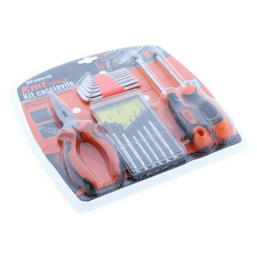 SET CACCIAVITI DI PRECISIONE 17 ACCESSORI CON PINZA GIRAVITE CHIAVINI EESAGONALI