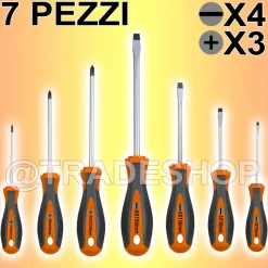 SET CACCIAVITI GIRAVITI KIT 7 PEZZI 3 A STELLA E 4 A TAGLIO PROFESSIONALI