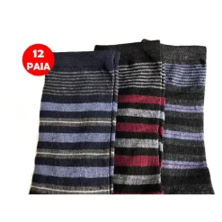 SET CALZINI A RIGHE PER UOMO MEZZA GAMBA IN COTONE CALDO TG 40/46 CALDO INVERNO