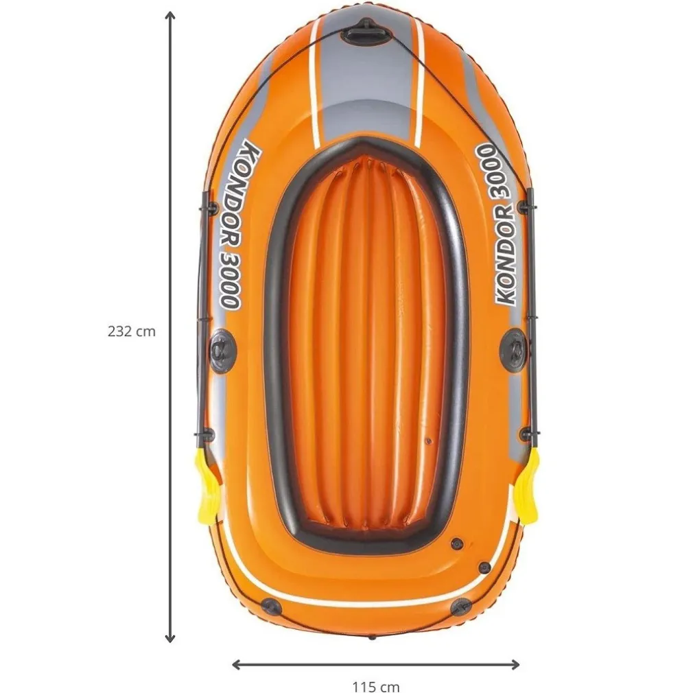 SET CANOTTO GOMMONE KONDOR 3000 232X115X36CM CON REMI 124 CM POMPA MANUALE 61102