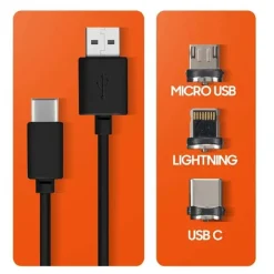 SET CARICABATTERIA WIRELESS PER AUTO 15W SMARTPHONE 3 CONNETTORI MAGNETICI JJT963