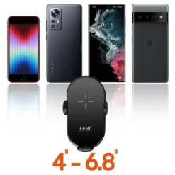 SET CARICABATTERIA WIRELESS PER AUTO 15W SMARTPHONE 3 CONNETTORI MAGNETICI JJT963