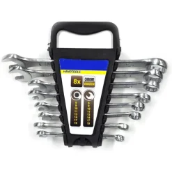 SET CHIAVI COMBINATE 8PZ FISSE E STELLA 8-19MM IN ACCIAIO CROMO VANADIO ASTUCCIO