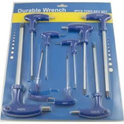 SET CHIAVINI A T TORX ESAGONALI ACCIAIO 9 PEZZI BALL POINT CON MANICO A ELLE L