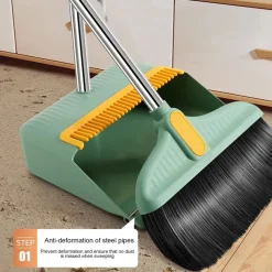 SET COMBINATO DI SCOPA + PALETTA CON DENTI 2 IN 1 CON MANICI IN ACCIAIO PER PULIZIA CASA