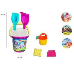 SET COMPLETO SECCHIELLO ACCESSORI GIOCHI MARE BAMBINI CON GRAFICA 26X48CM 114411