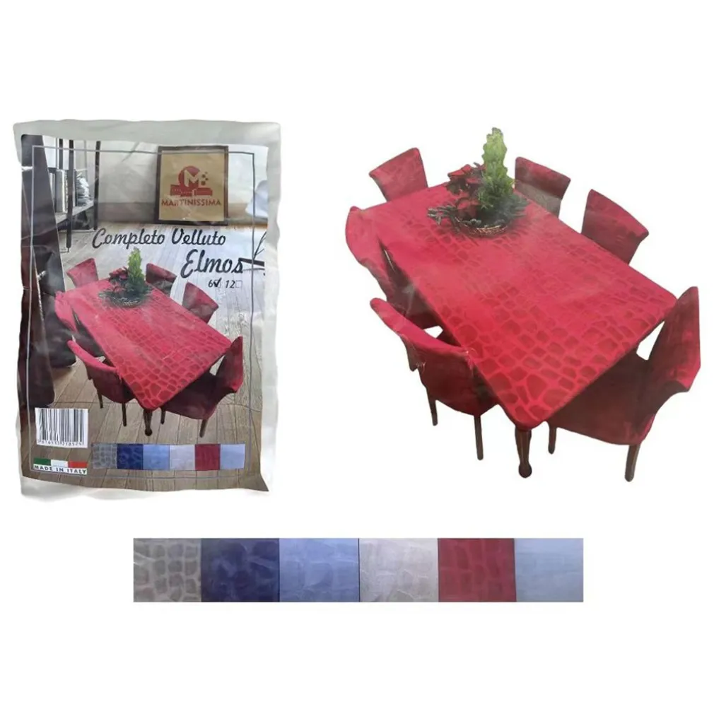 SET COPRITAVOLO E COPRISEDIA IN VELLUTO COPERTURA SCHIENALE SEDIA E TAVOLO