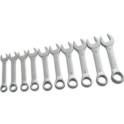 SET DA 10 PZ CHIAVI INGLESE COMBINATE FISSE E STELLA CORTE 10 A 19MM IN ACCIAIO