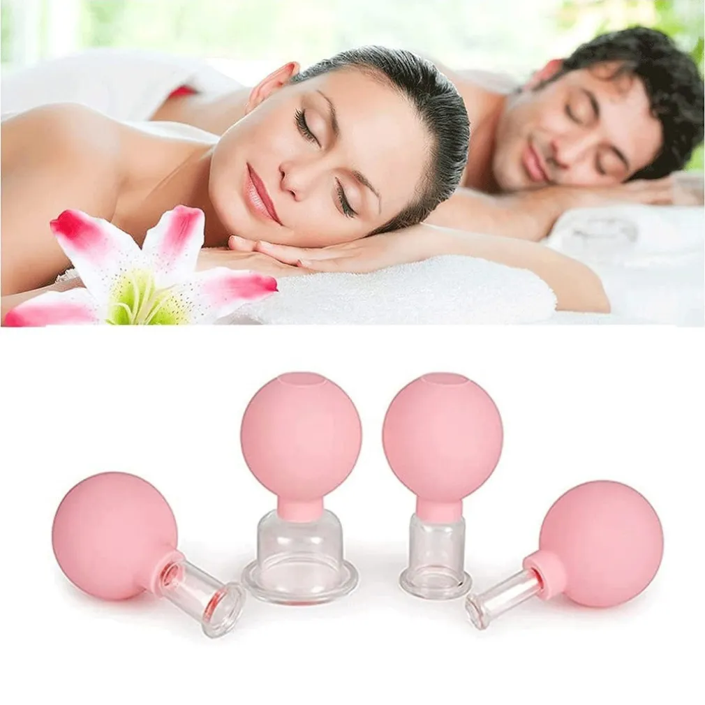 SET DI 4 COPPETTE PER MASSAGGIO FACCIALE SFERA IN SILICONE MASSAGGIATORE SCHIENA
