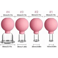 SET DI 4 COPPETTE PER MASSAGGIO FACCIALE SFERA IN SILICONE MASSAGGIATORE SCHIENA