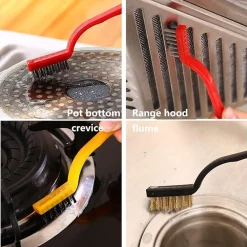 SET DI 3 SPAZZOLE IN NYLON ANTIRUGGINE PER PULIZIA DEL FILO DI ACCIAIO PER STUFE