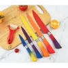 SET DI COLTELLI DA 6PZ COLORATI CON LAMA IN RILIEVO MANIGLIA ANTISCIVOLO UTENSILI CUCINA