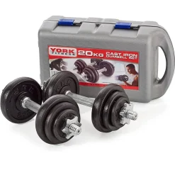 SET DI MANUBRI IN GHISA YORK FITNESS 20KG FORATURA 2,54CM ALLENAMENTO PALESTRA