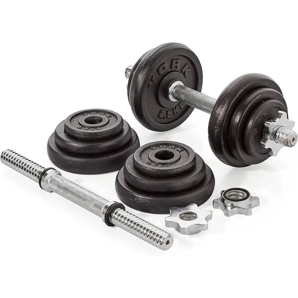 SET DI MANUBRI IN GHISA YORK FITNESS 20KG FORATURA 2,54CM ALLENAMENTO PALESTRA