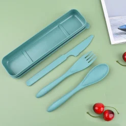 SET DI PORTAPOSATE DA VIAGGIO CON ASTUCCIO 2 PEZZI POSATE DA CAMPEGGIO PORTATILI