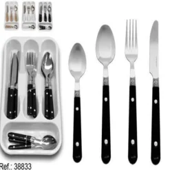 SET DI POSATE E PORTAPOSATE SERVIZIO CUCINA 16 PZ CON MANICI COLORATI IDEA