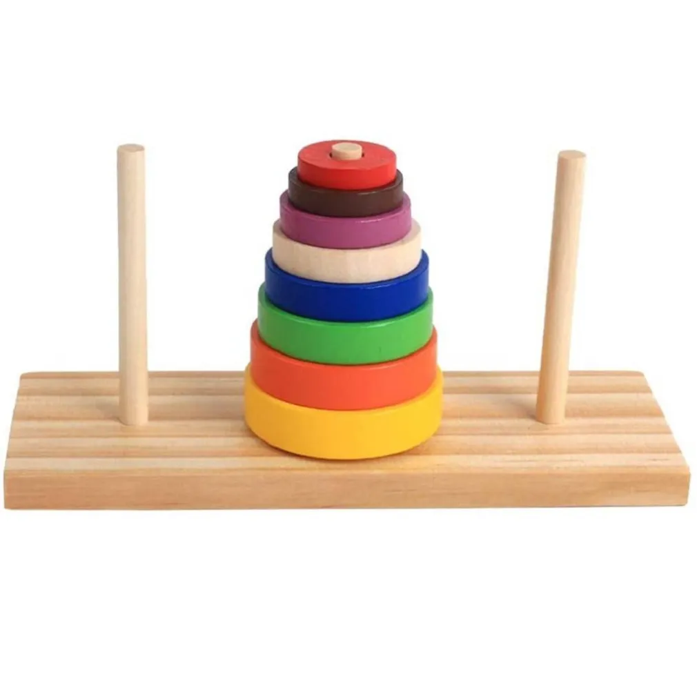 SET DI PUZZLE LEGNO ANELLO COLORATO TORRE GIOCATTOLI EDUCATIVI SVILUPPO BAMBINI