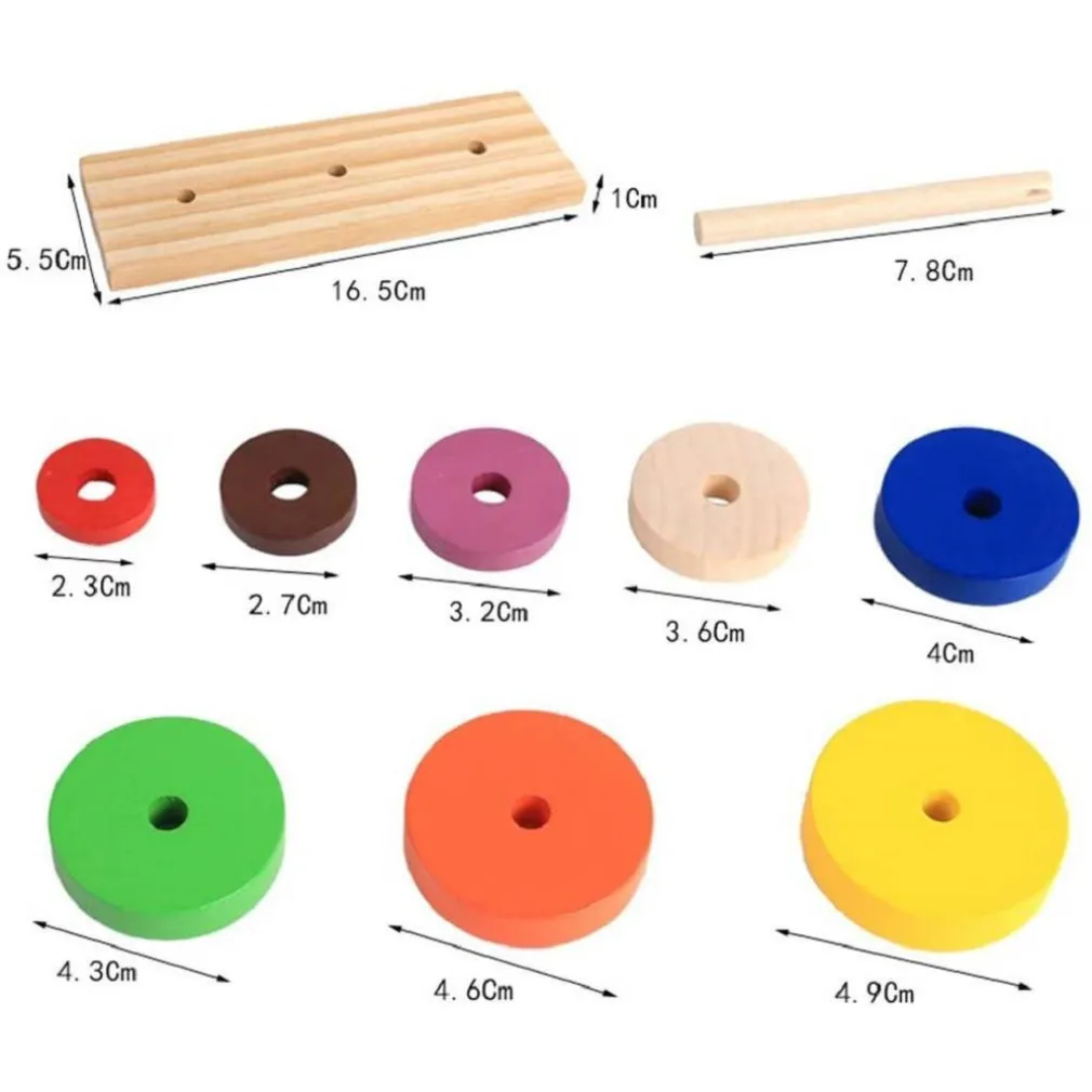 SET DI PUZZLE LEGNO ANELLO COLORATO TORRE GIOCATTOLI EDUCATIVI SVILUPPO BAMBINI