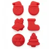 SET DI STAMPINI IN SILICONE PER BISCOTTI DOLCI 6 FORMINE ROSSE CON VARI SOGGETTI NATALIZI