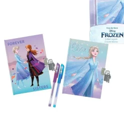 SET DIARI SEGRETI FROZEN CON LUCCHETTO E CHIAVI PENNE GEL GLITTERATE COLORATE