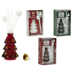 SET DIFFUSORE DI FRAGRANZA PER AMBIENTE FORMA ALBERO NATALIZIO DA 80ML CON 6 BASTONCINI