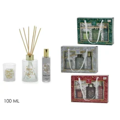 SET DIFFUSORE FRAGRANZA 100ML CON 6 BASTONCINI CANDELA PROFUMATA SPRAY AMBIENTE NATALIZIO