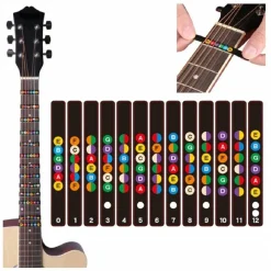SET ETICHETTE ADESIVE PER CHITARRA INSEGNARE TASTIERA IMPARARE USO DELLA CHITARRA CORDE