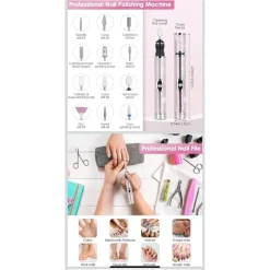 SET FRESA ELETTRICA PER UNGHIE PROFESSIONALE RICARICABILE CON PUNTA PER SMERIGLIATRICE