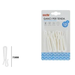 SET GANCI PER TENDE A PIEGHE REGOLABILE IN PLASTICA BIANCHE LUNGO 75 MM CASA BAGNO 87354