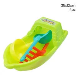 SET GIOCATTOLI SPIAGGIA CON BARCA RASTRELLO PALETTA MARE PER BAMBINI 35X12CM 258262