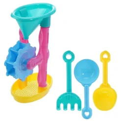 SET GIOCHI DA SPIAGGIA PER BAMBINI 4PZ CON MULINO RASTRELLO PALETTE 10X23CM 258268