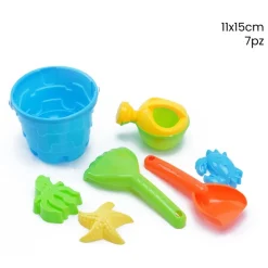 SET GIOCHI SABBIA 7PZ SECCHIELLO PALETTE FORMINE INNAFFIATOIO PER BAMBINI 11X15CM 258298